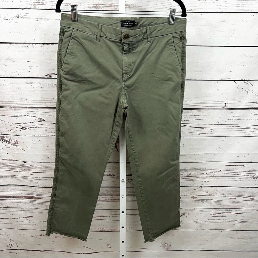 Lucky Brand Olive Green Pants Cropped Raw Hem Size 6